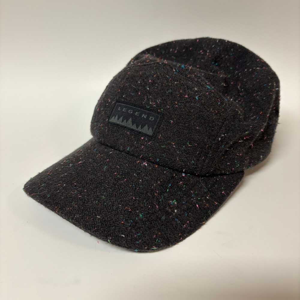 Legend Mens 5 Panel Camper Hat Black Confetti Wool Blend Adjustable Made in USA